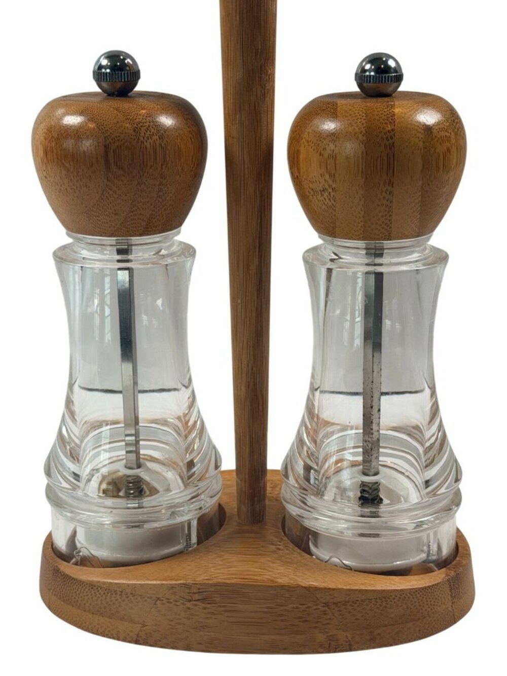 Pampered Chef Bamboo & Acrylic Salt & Pepper Grinder Set #2196 & 1008 RETIRED